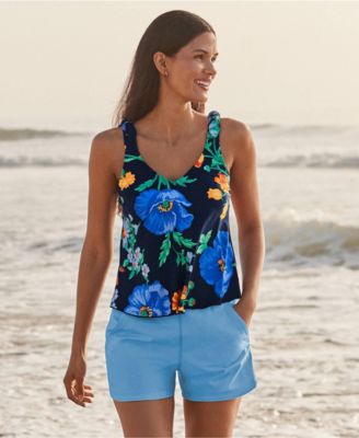 Women's D-Cup Tie Shoulder Flutter Tankini Top