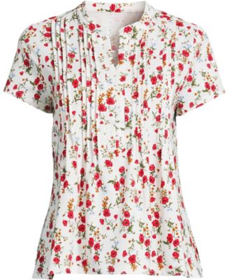 Plus Size Lightweight Jersey Button Pintuck Top