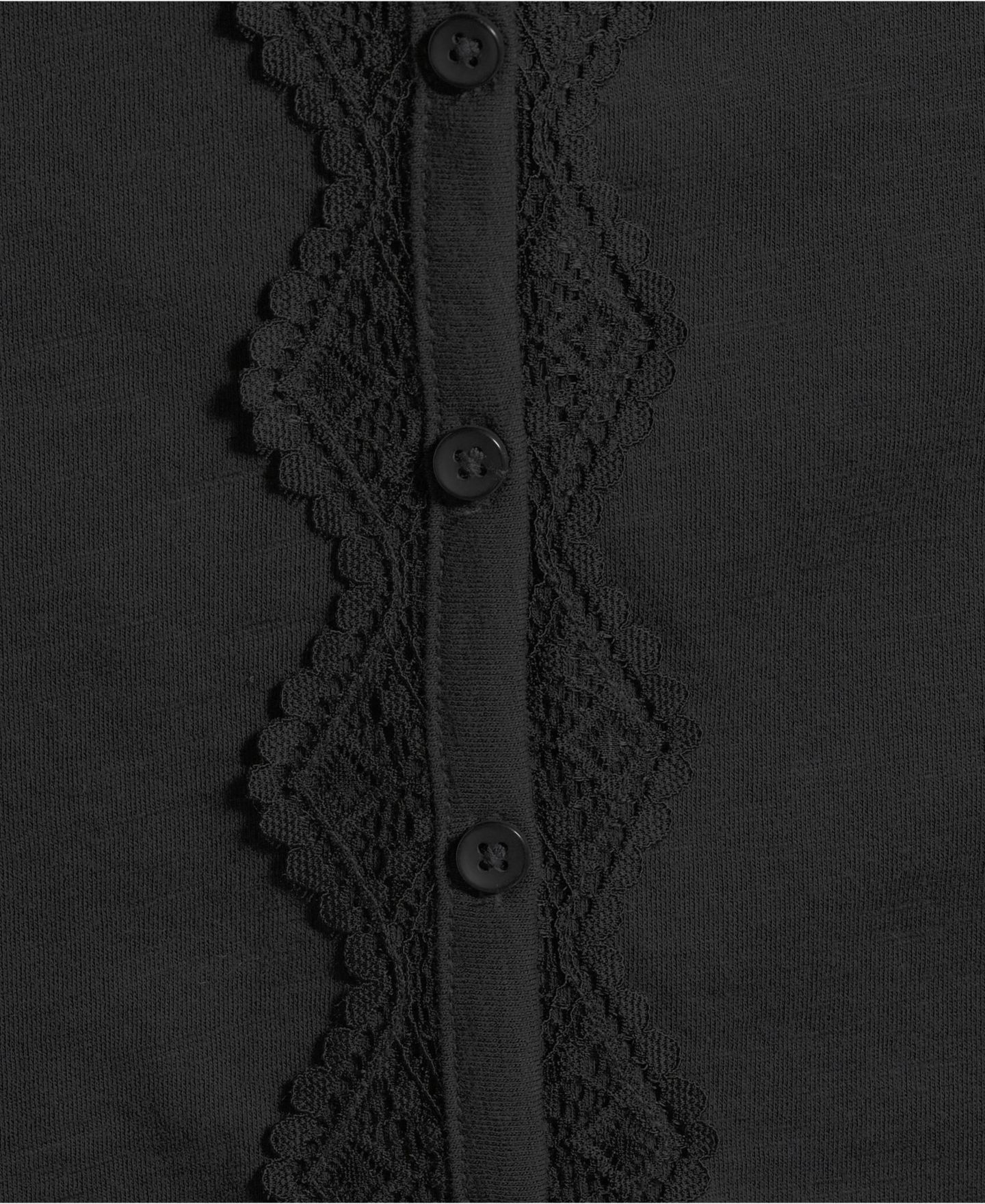 Женский топ Lands' End 3/4 Sleeve Slub V-neck Lace Trim, цвет: Чёрный — фото 4