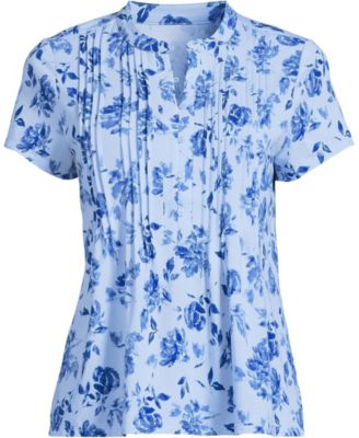 Plus Size Lightweight Jersey Button Pintuck Top