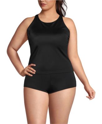 Women's Tugless High Neck Strappy Back Tankini Top