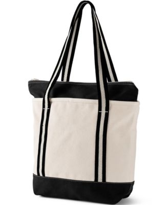 Medium 5 Pocket Zip Top Long Handle Canvas Tote Bag
