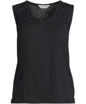 Women's Linen Blend Smocked Flowy Tank