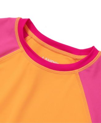 Girls Chlorine Resistant Short Sleeve Crew Neck Swim Rash Guard