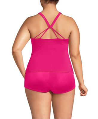 Women's Tugless High Neck Strappy Back Tankini Top