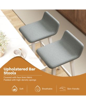 29'' Upholstered Barstools w/ Low Back Footrest and Wood Legs for Kitchen Island
