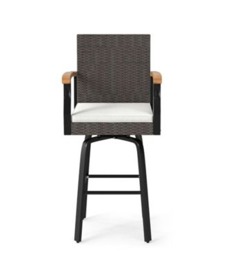 Outdoor Rattan 360 degree Swivel Bar Stool w/ Removable Cushion Footrests