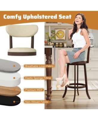 30.5'' Bar Height Chairs Set of 2 Swivel High Barstool w/ Padded Seat and Backrest