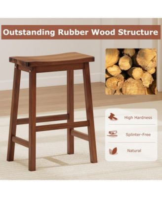 Saddle-Seat Counter Height Stools Set of 4 Backless Barstools w/ Curved Seat