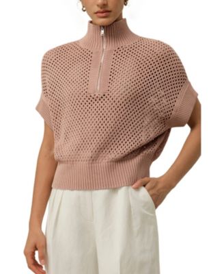 Women's Toscana Pointelle Knit Half-Zip Sweater