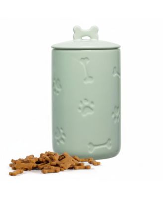 Ceramic Pet Treat Jar Airtight Large Food Storage Farmhouse Style with Lid