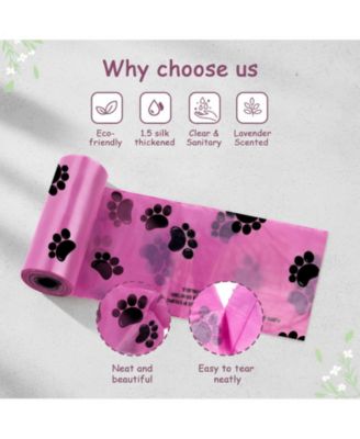 Dog Poop Bag Dispenser with Carabiner Lavender Scented Leak-Proof Bags