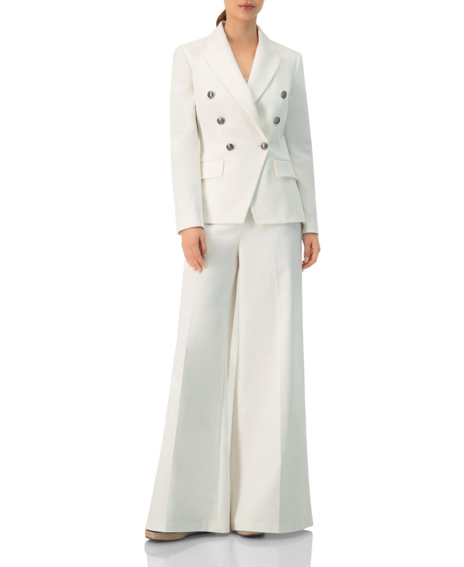 Women's Double-Breasted Blazer with Flap Pockets