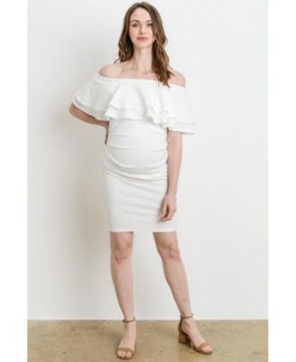Maternity Off-the-Shoulder Bodycon Ruched Mini Dress