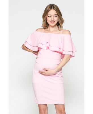 Maternity Off-the-Shoulder Bodycon Ruched Mini Dress