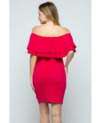 Maternity Off-the-Shoulder Bodycon Ruched Mini Dress