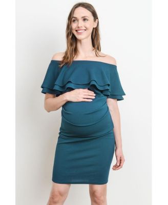 Maternity Off-the-Shoulder Bodycon Ruched Mini Dress