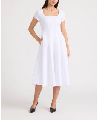 Women's Poplin Cap-Sleeve Paneled Dress