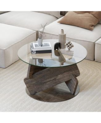 Round Glass Coffee Table Modern Center Table