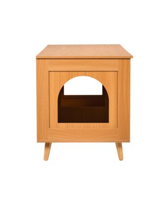 Wooden Cat Litter Box Enclosure Furniture Hidden for 2 Cats, Indoor Litter Box Cabinet