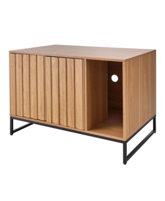 31.5" Hidden Cat Litter Box Enclosure Furniture with Scratch Pad and Storage, Waterproof End Table, Fits Most Litter Boxes