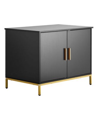 27.6" Hidden Cat Litter Box Enclosure Furniture with Metal Legs and Handle, Modern End Table, Fits Most Litter Boxes