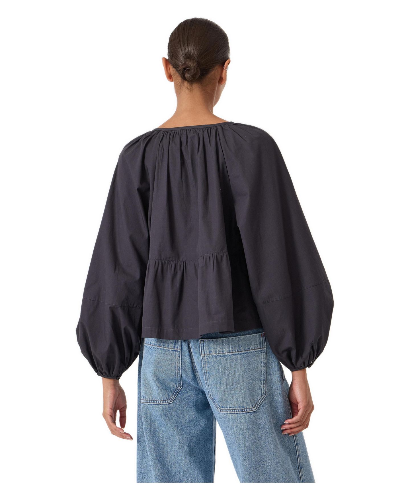 Женская блузка Hush Beck Cotton Peplum, цвет: Тёмно-синий — фото 3