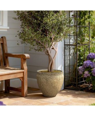  Dia Concrete Large Round Planter Pot, Rustic Textured Pot with Drainage Hole, Indoor Outdoor Plant Pot for Home Garden Patio