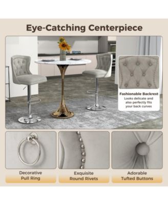 4 PCS Dutch Velvet Bar Stool w/ Footrest Electroplated Metal Base and Anti-Slip Ring