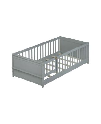 Twin Size Floor Bed with Built-in Book Rack and Door