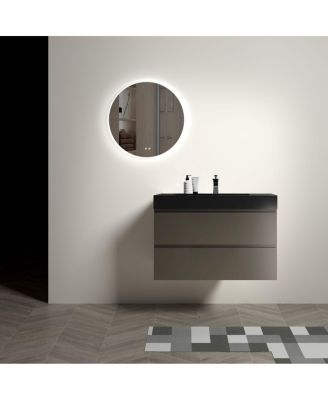 Luxury Wall Mounted Bathroom Vanity with Sink, Modern Floating Double Drawer Storage, Matte Basin, Pre-assembled