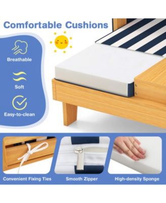 Kids Patio Lounge Chair with Awning and Cup Holders