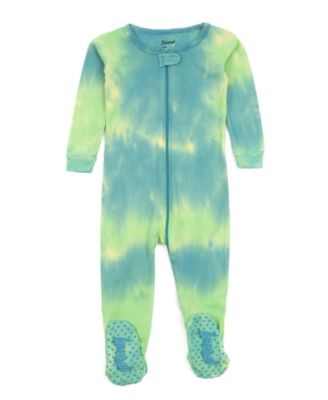 Baby Matching Family One Piece Footed Cotton Long Sleeve Tie Dye Pajamas.