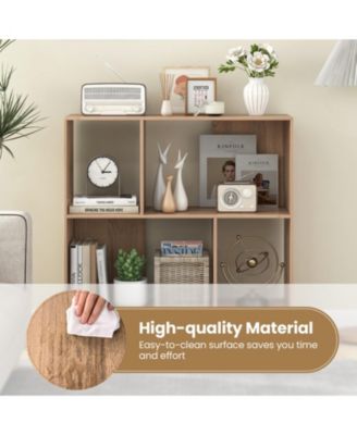 4-Compartment Open Shelf Bookcase with Metal Legs