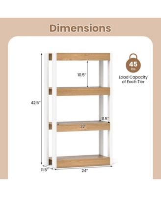 4-Tier Wooden Bookcase with Dual Anti-Tipping Kits