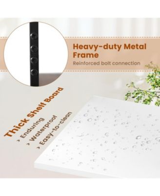 5-Tier Narrow Bookcase with Storage Drawer and Metal Frame