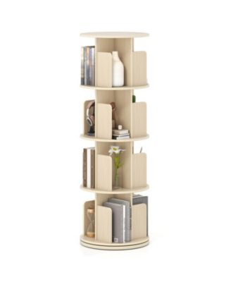 4-Tier Rotating Bookshelf with 360-Degree Swivel Base