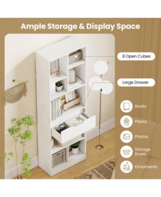 61-Inch Tall 8-Cube Bookcase with Drawer