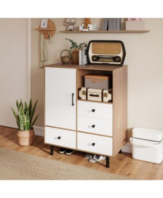 Mid-Century Modern Buffet Sideboard with 4 Drawers