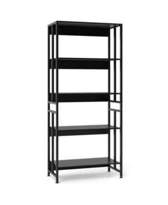 5-Tier Bookshelf with Adjustable and Tiltable Shelves
