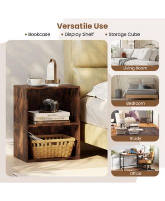 2-Cube Floor Standing Open Bookshelf with Adjustable Shelf