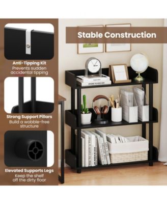 3-Tier Industrial Bookshelf with Anti-Tipping Kit