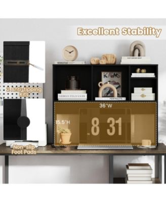 Desktop Bookcase with 4 Cubbies and Open Back Compartment