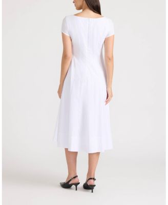 Women's Poplin Cap-Sleeve Paneled Dress