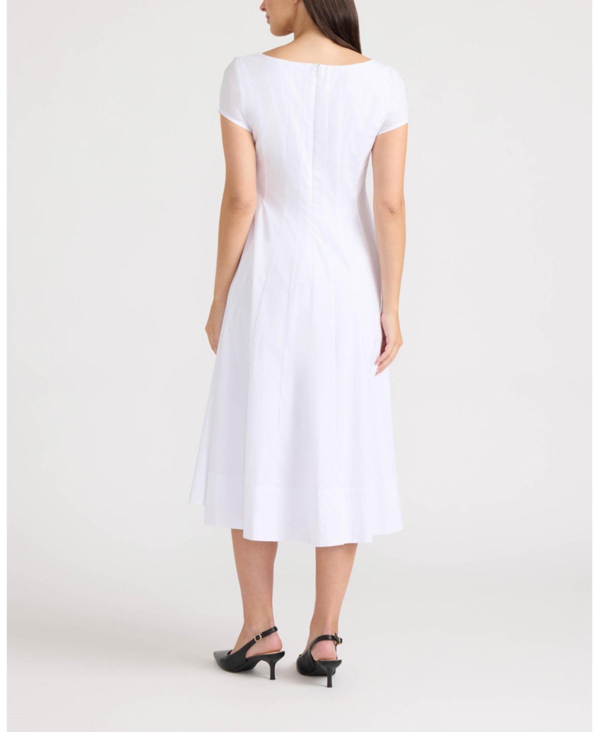 Ellen Tracy Women's Poplin Cap-Sleeve Paneled Dress