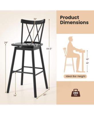 Windsor Bar Stools Set of Two with Ergonomic Backrest
