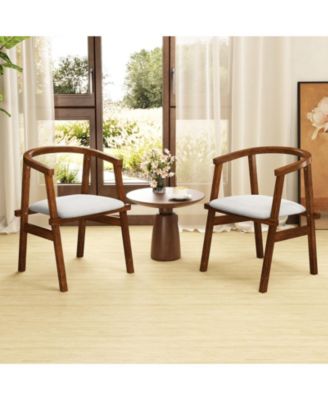 Solid Wood Dining Chairs Set of Two with Wrap Armrests
