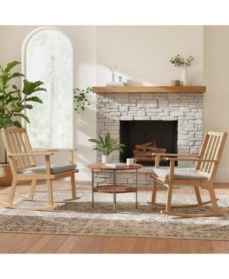  Rubber Wood Rocker Chair with Cushion