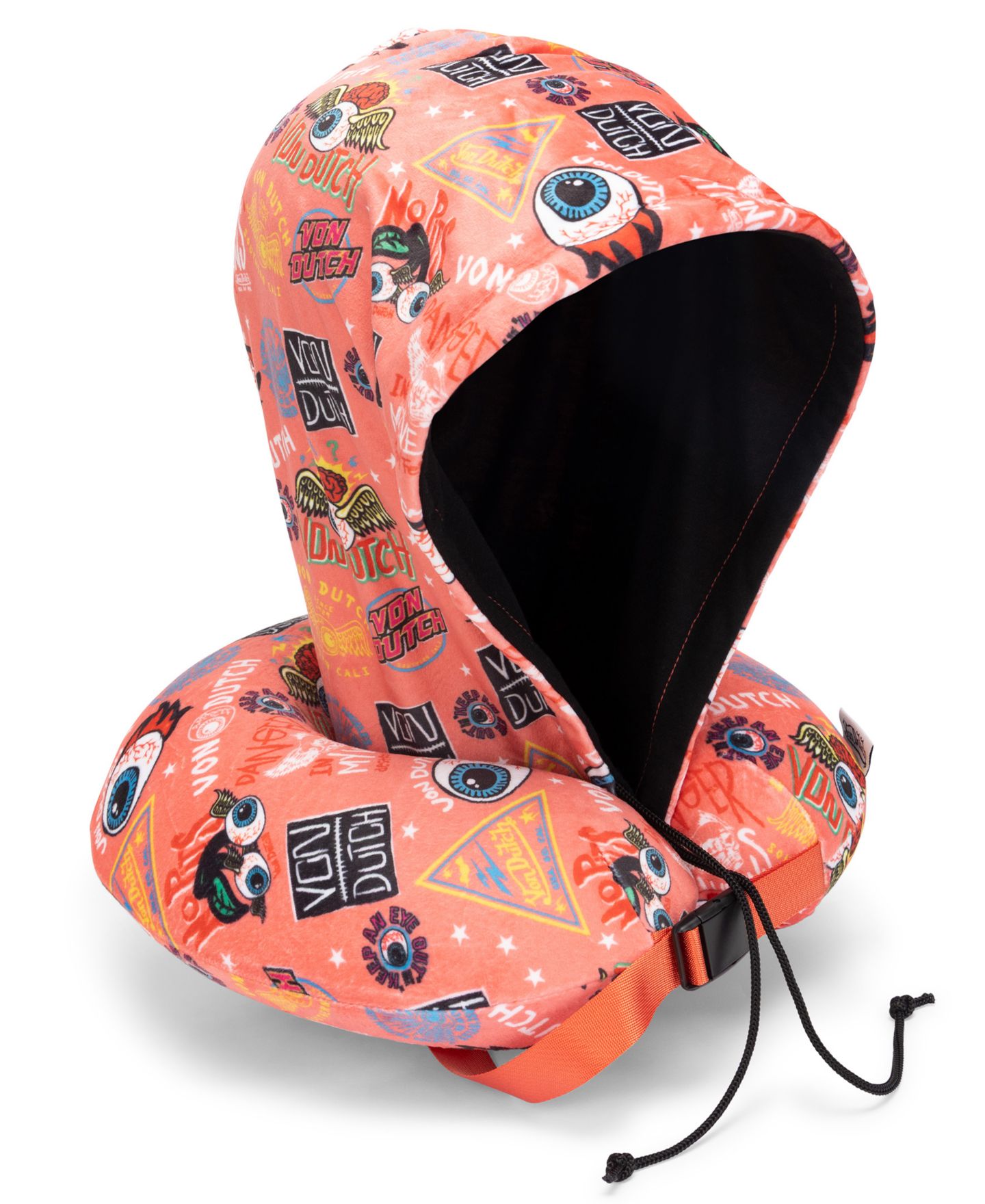 Подушка Von Dutch Jax Hooded Memory Foam 11" Travel Neck Pillow, цвет: Розовый — фото 8