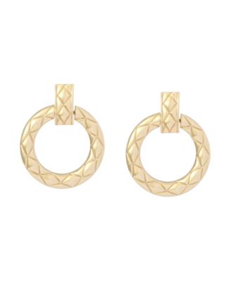 Gold Textured Doorknocker Earrings